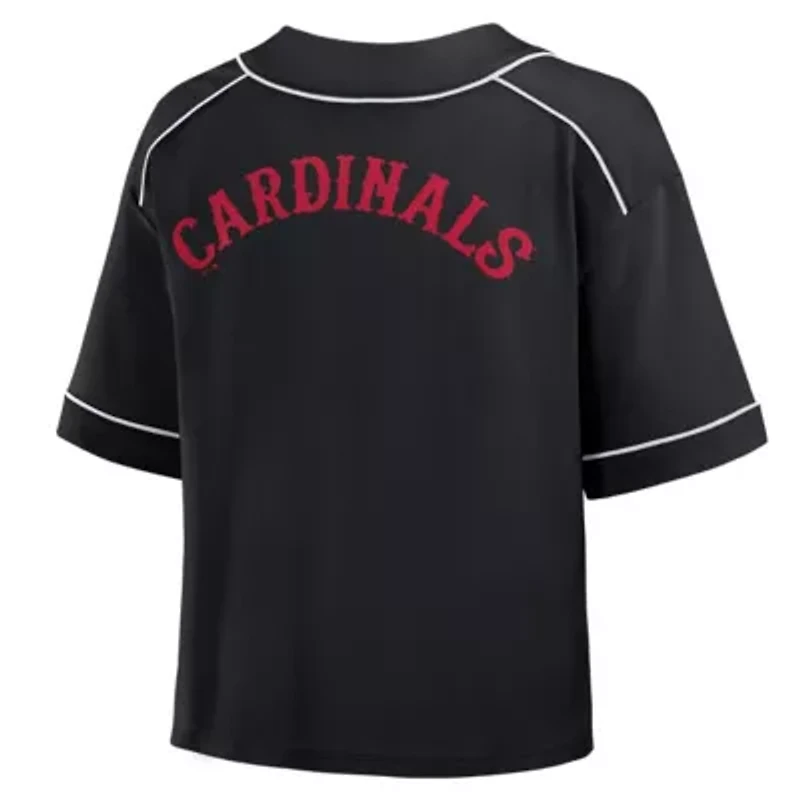 MLB Fanatics St. Louis Cardinals Oversized Champ Game Cropped V-Neck T-Shirt