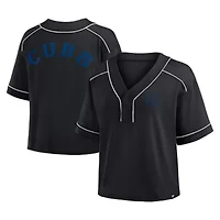 MLB Fanatics Chicago Cubs Oversized Champ Game Cropped V-Neck T-Shirt