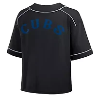 MLB Fanatics Chicago Cubs Oversized Champ Game Cropped V-Neck T-Shirt