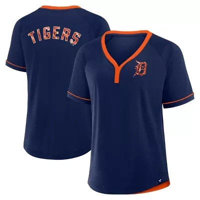 MLB Fanatics Detroit Tigers League Diva Star Raglan V-Neck T-Shirt