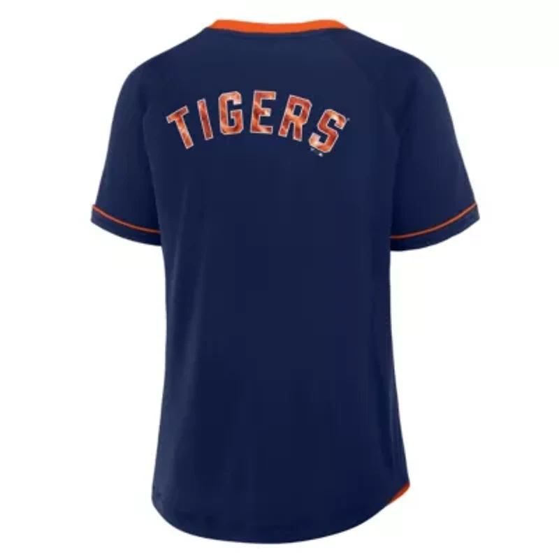 MLB Fanatics Detroit Tigers League Diva Star Raglan V-Neck T-Shirt