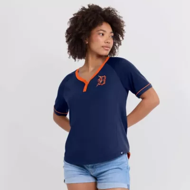 MLB Fanatics Detroit Tigers League Diva Star Raglan V-Neck T-Shirt