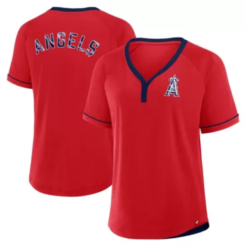 MLB Fanatics Los Angeles Angels League Diva Star Raglan V-Neck T-Shirt