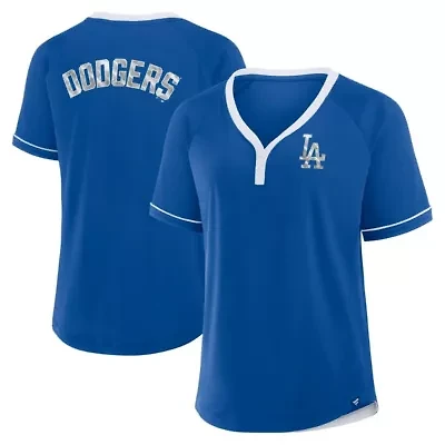 MLB Fanatics Los Angeles Dodgers League Diva Star Raglan V-Neck T-Shirt