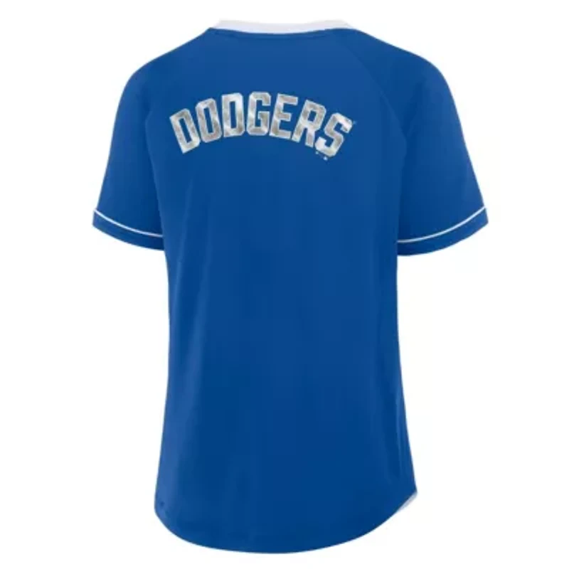 MLB Fanatics Los Angeles Dodgers League Diva Star Raglan V-Neck T-Shirt