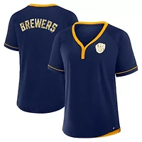 MLB Fanatics Milwaukee Brewers League Diva Star Raglan V-Neck T-Shirt