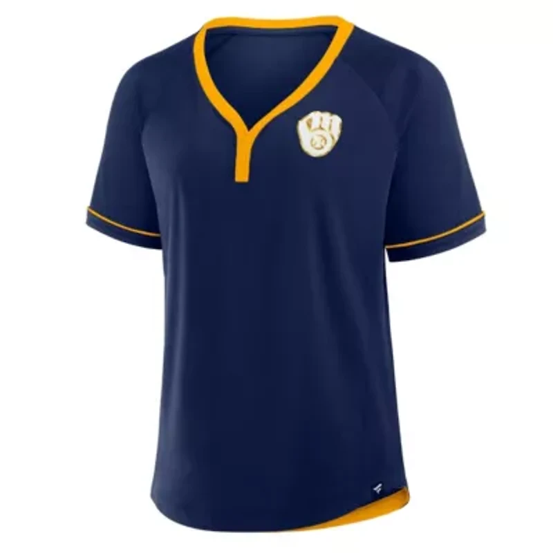 MLB Fanatics Milwaukee Brewers League Diva Star Raglan V-Neck T-Shirt