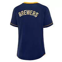 MLB Fanatics Milwaukee Brewers League Diva Star Raglan V-Neck T-Shirt