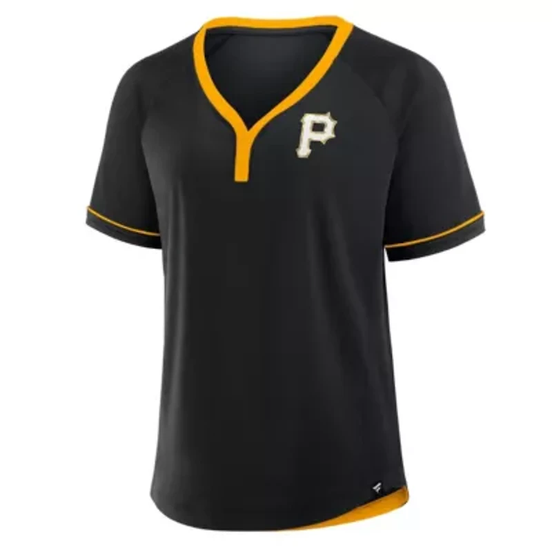 MLB Fanatics Pittsburgh Pirates League Diva Star Raglan V-Neck T-Shirt