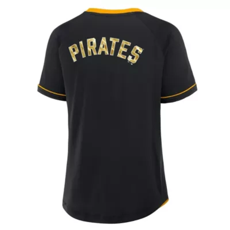 MLB Fanatics Pittsburgh Pirates League Diva Star Raglan V-Neck T-Shirt