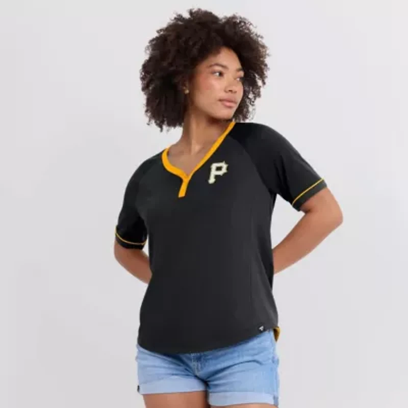 MLB Fanatics Pittsburgh Pirates League Diva Star Raglan V-Neck T-Shirt