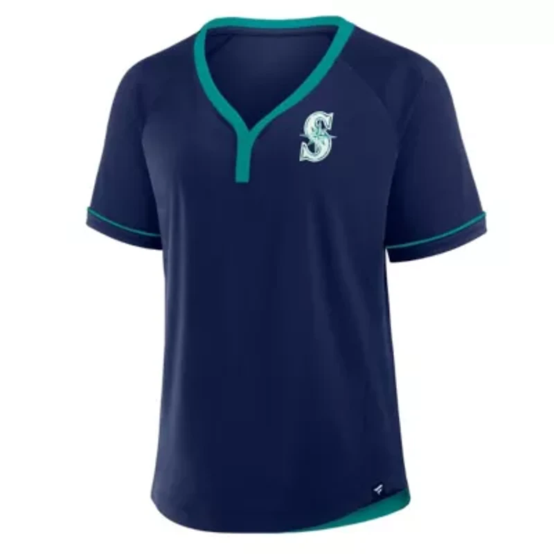 MLB Fanatics Seattle Mariners League Diva Star Raglan V-Neck T-Shirt