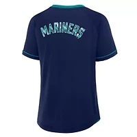 MLB Fanatics Seattle Mariners League Diva Star Raglan V-Neck T-Shirt