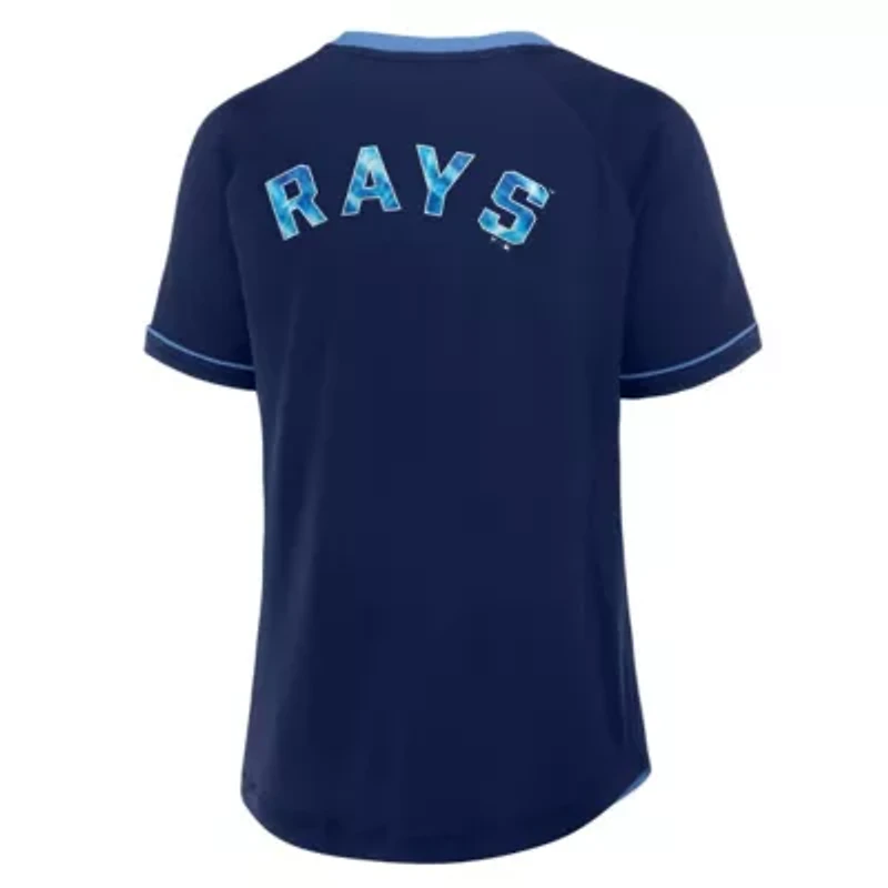 MLB Fanatics Tampa Bay Rays League Diva Star Raglan V-Neck T-Shirt