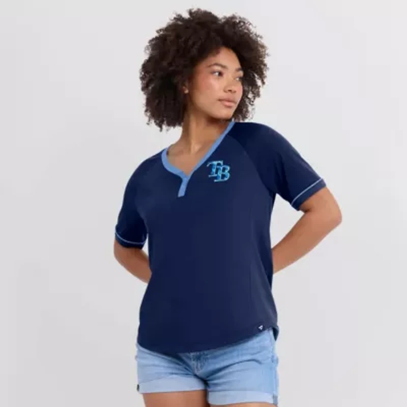 MLB Fanatics Tampa Bay Rays League Diva Star Raglan V-Neck T-Shirt