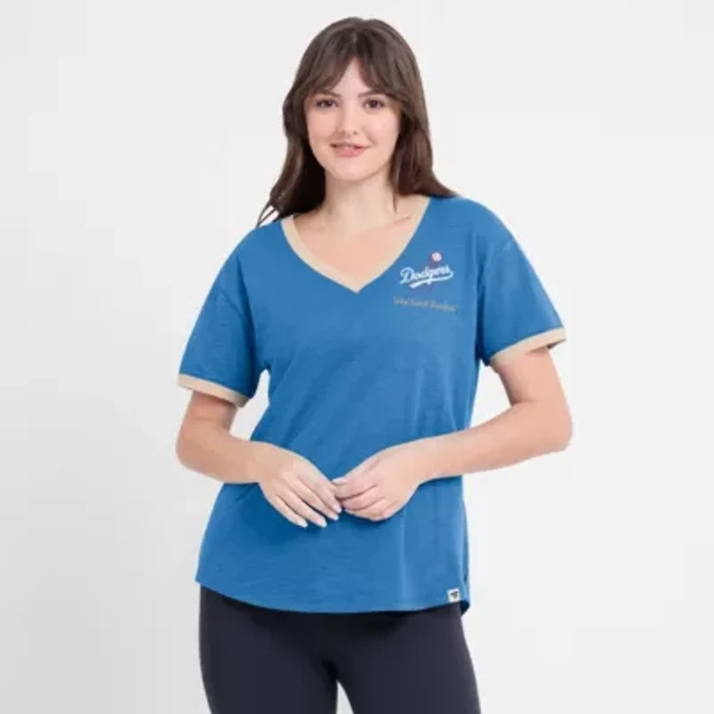 MLB Fanatics Los Angeles Dodgers Binge Worthy Stadium Slub V-Neck T-Shirt