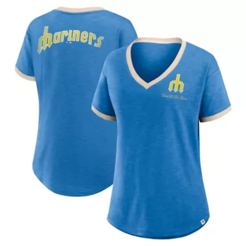 MLB Fanatics Seattle Mariners Binge Worthy Stadium Slub V-Neck T-Shirt
