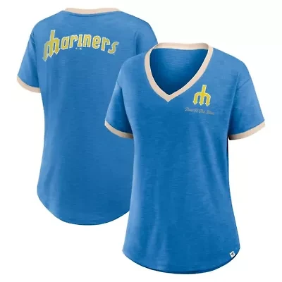 MLB Fanatics Seattle Mariners Binge Worthy Stadium Slub V-Neck T-Shirt