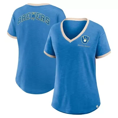 MLB Fanatics Milwaukee Brewers Binge Worthy Stadium Slub V-Neck T-Shirt