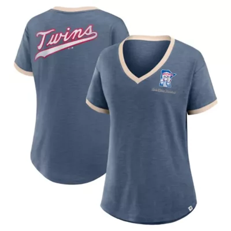 MLB Fanatics Minnesota Twins Binge Worthy Stadium Slub V-Neck T-Shirt
