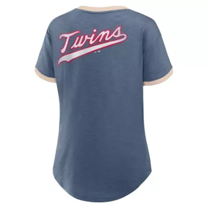 MLB Fanatics Minnesota Twins Binge Worthy Stadium Slub V-Neck T-Shirt