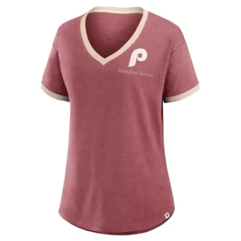 MLB Fanatics Philadelphia Phillies Binge Worthy Stadium Slub V-Neck T-Shirt