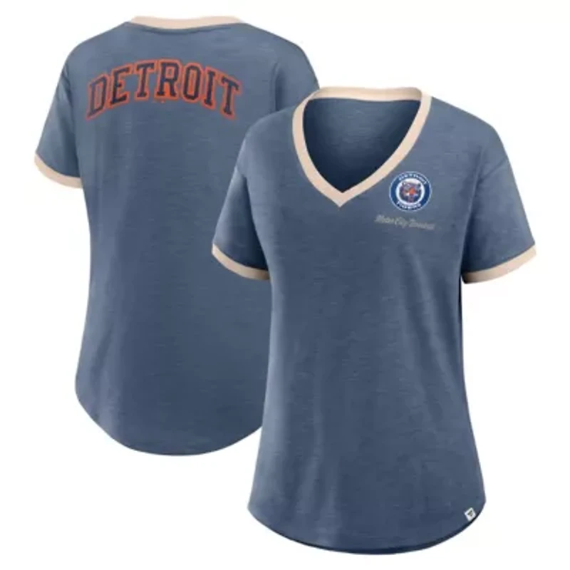 MLB Fanatics Detroit Tigers Binge Worthy Stadium Slub V-Neck T-Shirt