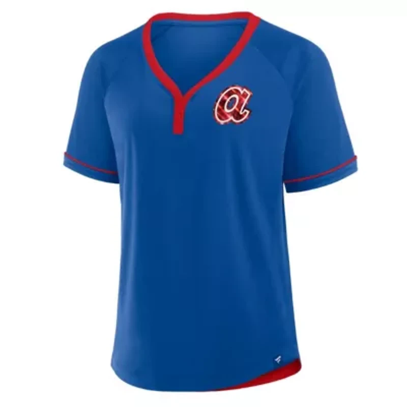 MLB Fanatics Atlanta Braves Cooperstown Collection League Diva Raglan V-Neck T-Shirt