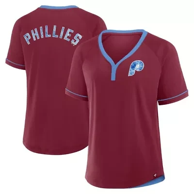 MLB Fanatics Philadelphia Phillies Cooperstown Collection League Diva V-Neck T-Shirt
