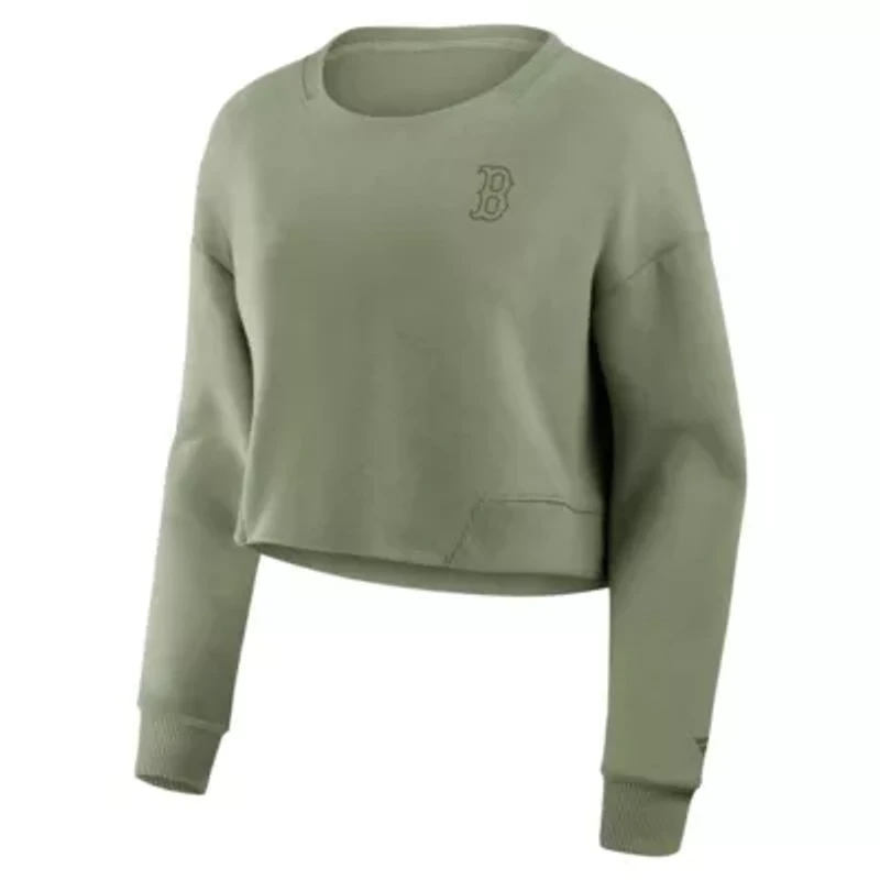 Boston Red Sox MLB Fanatics Studio Cropped Pullover Sweatshirt