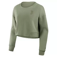 Boston Red Sox MLB Fanatics Studio Cropped Pullover Sweatshirt