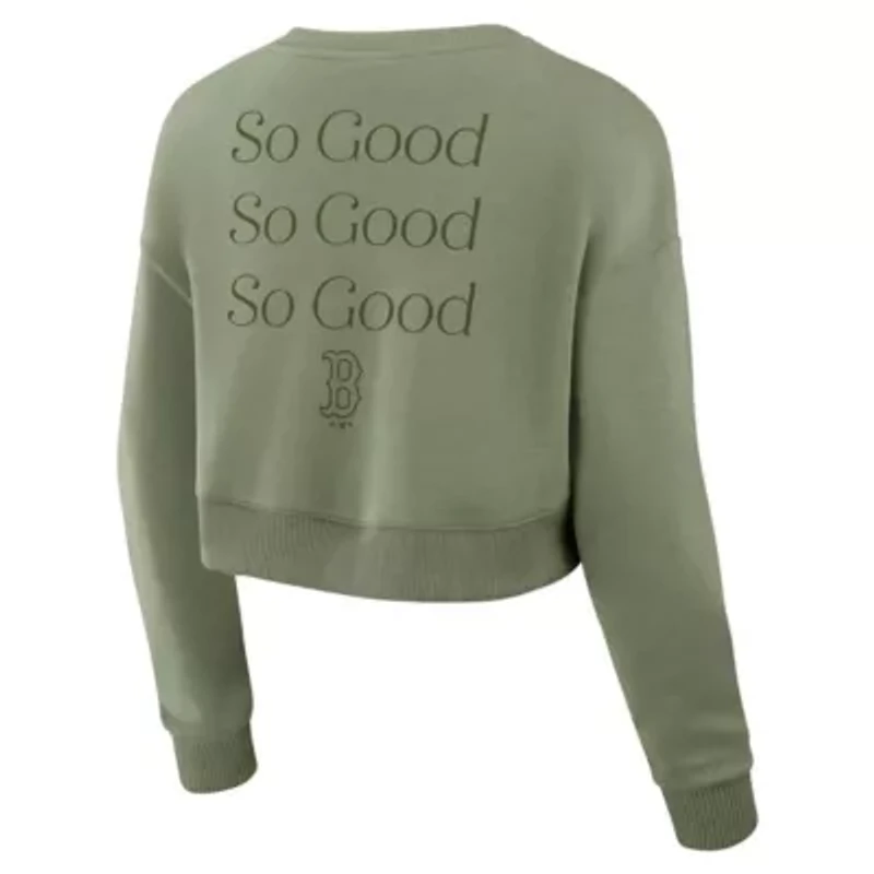 Boston Red Sox MLB Fanatics Studio Cropped Pullover Sweatshirt