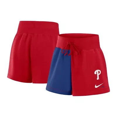 MLB Nike Red/Royal Philadelphia Phillies Color-Block Phoenix Fleece Lounge Shorts