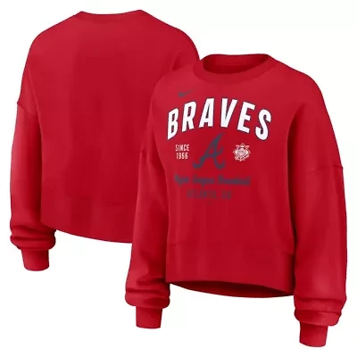 MLB Nike Atlanta Braves Oversized High Hip Pullover Sweatshirt