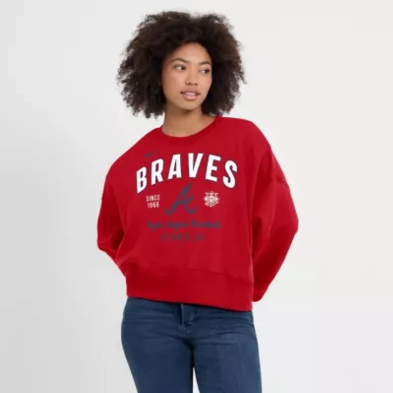 MLB Nike Atlanta Braves Oversized High Hip Pullover Sweatshirt