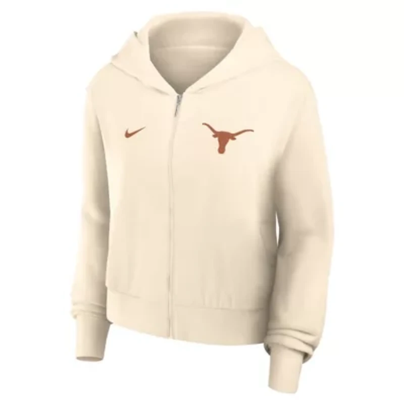NCAA Nike Texas Longhorns Cropped Chill Full-Zip Hoodie