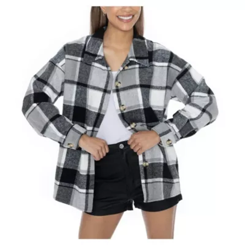 Alabama Crimson Tide NCAA Grey Long Sleeve Brushed Plaid Button-Up Overshirt Jacket