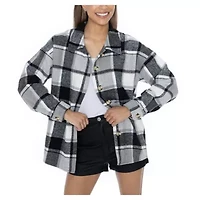 Alabama Crimson Tide NCAA Grey Long Sleeve Brushed Plaid Button-Up Overshirt Jacket