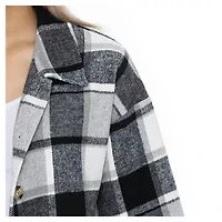 Alabama Crimson Tide NCAA Grey Long Sleeve Brushed Plaid Button-Up Overshirt Jacket