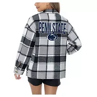 NCAA Grey Penn State Nittany Lions Long Sleeve Brushed Plaid Button-Up Overshirt Jacket