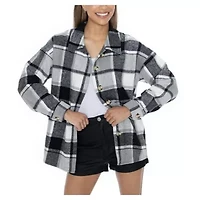 NCAA Grey Tennessee Volunteers Long Sleeve Brushed Plaid Button-Up Overshirt Jacket