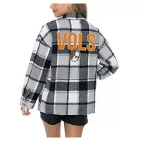 NCAA Grey Tennessee Volunteers Long Sleeve Brushed Plaid Button-Up Overshirt Jacket