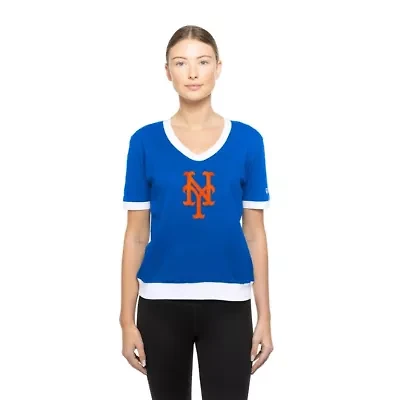 MLB New York Mets Game Day Rhinestone V-Neck T-Shirt