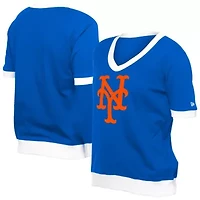 MLB New York Mets Game Day Rhinestone V-Neck T-Shirt
