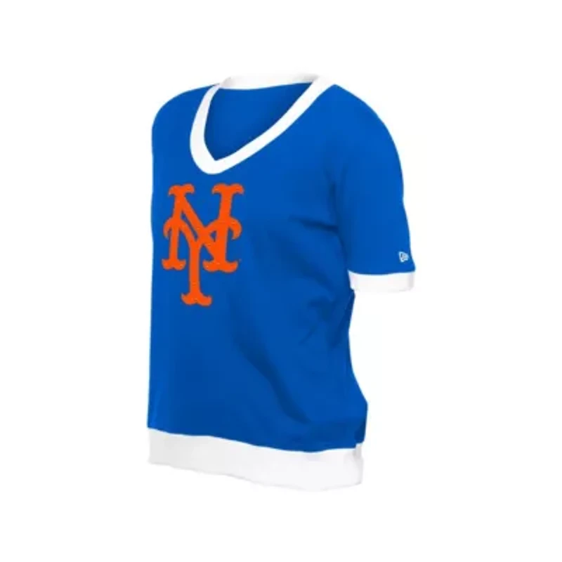 MLB New York Mets Game Day Rhinestone V-Neck T-Shirt