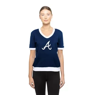 MLB Atlanta Braves Game Day Rhinestone V-Neck T-Shirt