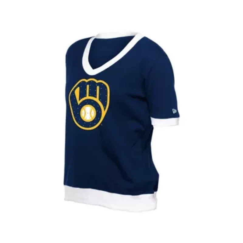 MLB Milwaukee Brewers Game Day Rhinestone V-Neck T-Shirt