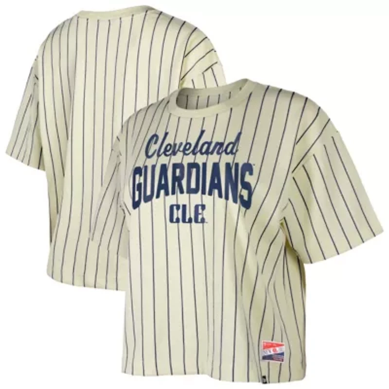 MLB Cleveland Guardians City Connect Multiplier Pinstripe Cropped T-Shirt