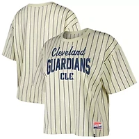 MLB Cleveland Guardians City Connect Multiplier Pinstripe Cropped T-Shirt