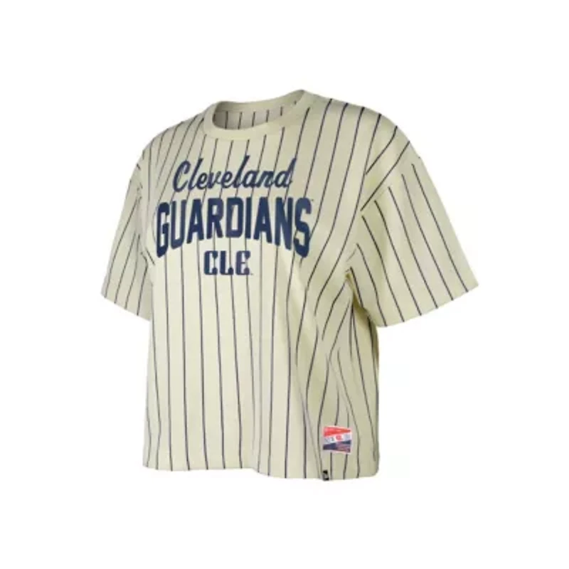 MLB Cleveland Guardians City Connect Multiplier Pinstripe Cropped T-Shirt